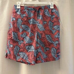 Vineyard Vines Red and Gray Fish Pattern Men's Athletic Shorts